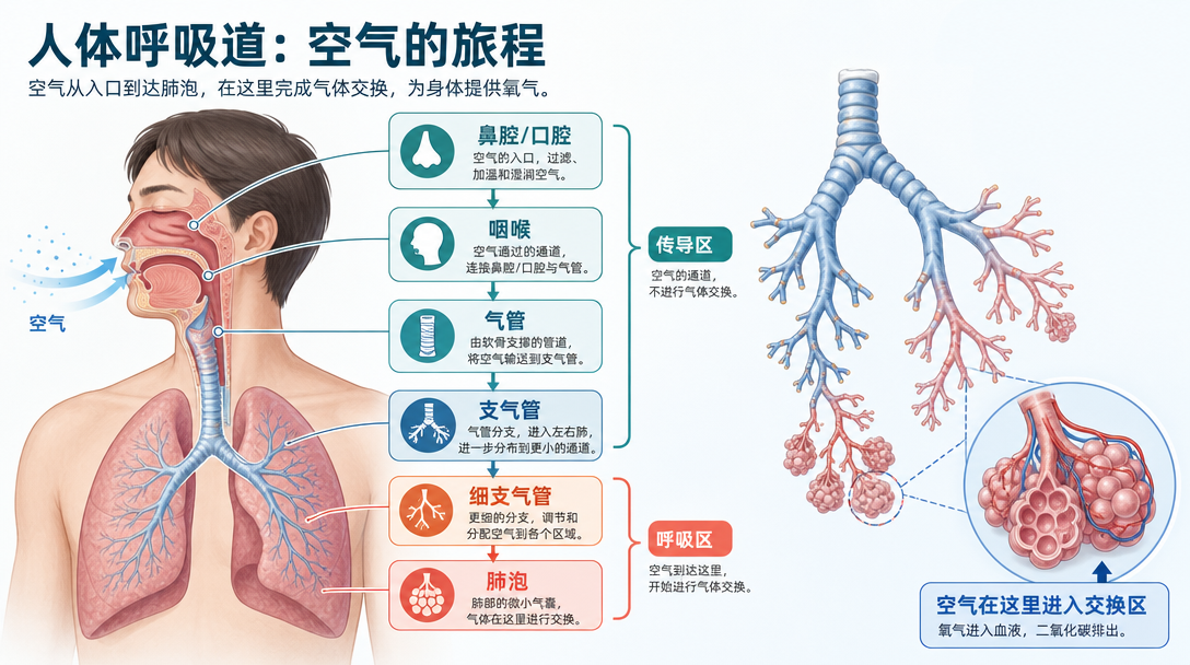空气到达肺泡路径图