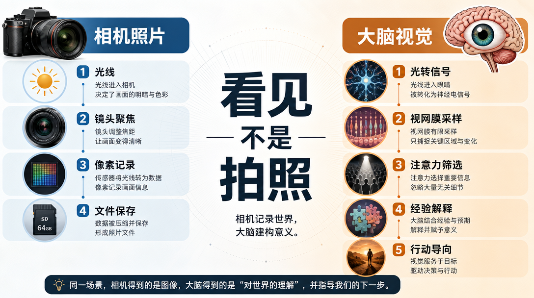相机照片与大脑视觉对比图