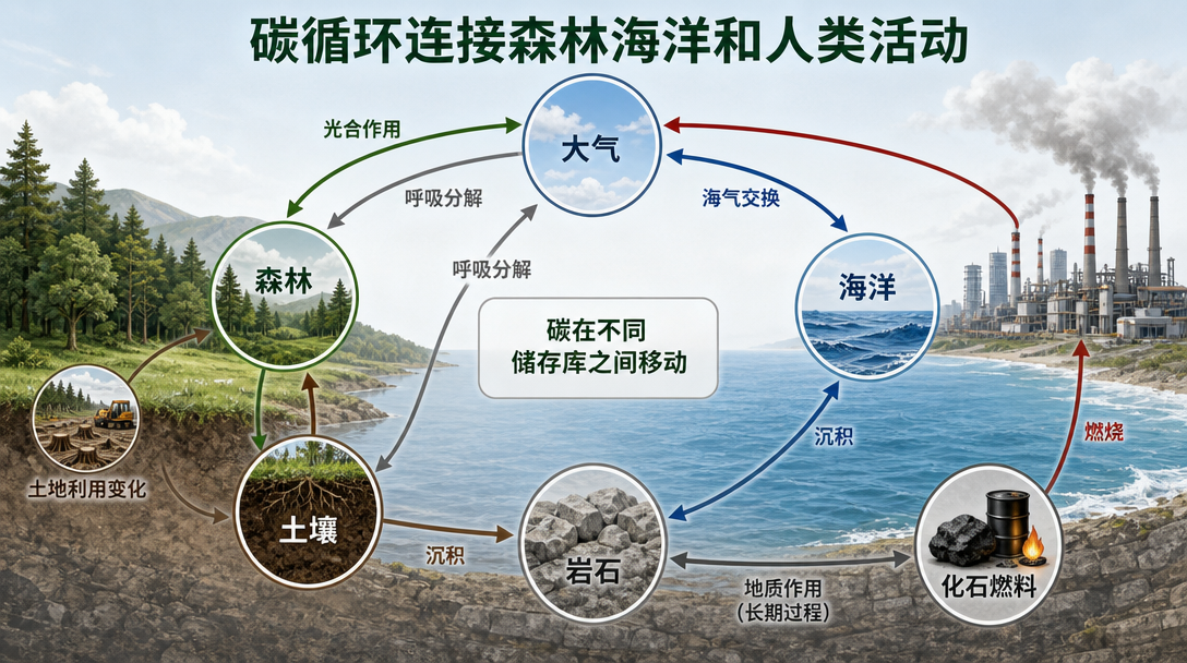 碳循环系统关系图