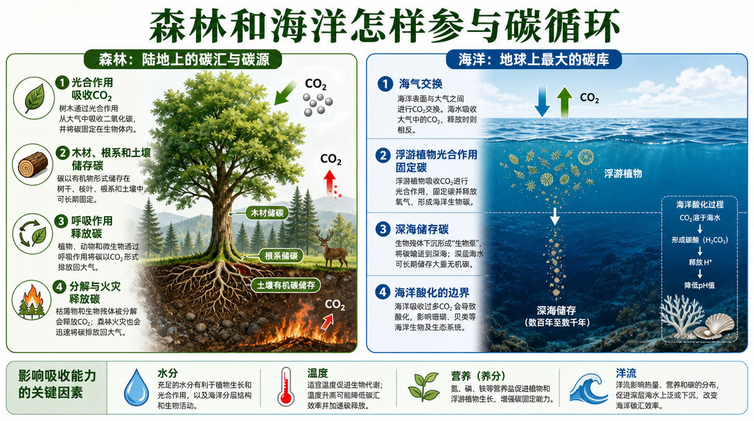森林海洋碳储存关系图