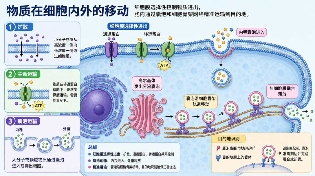 细胞物质运输流程图