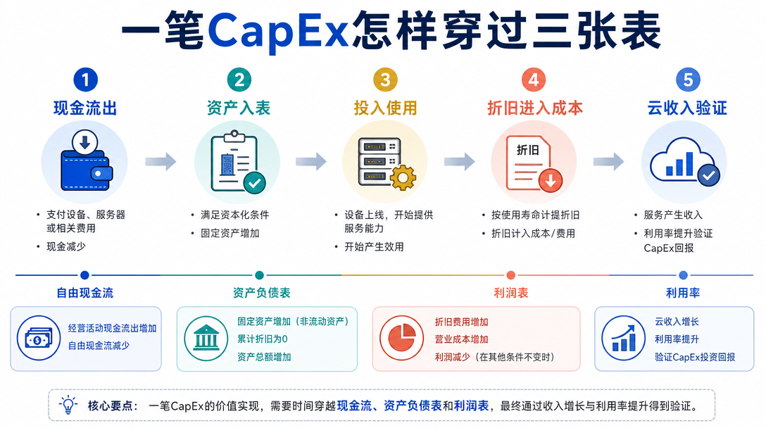 CapEx、折旧与自由现金流时间线