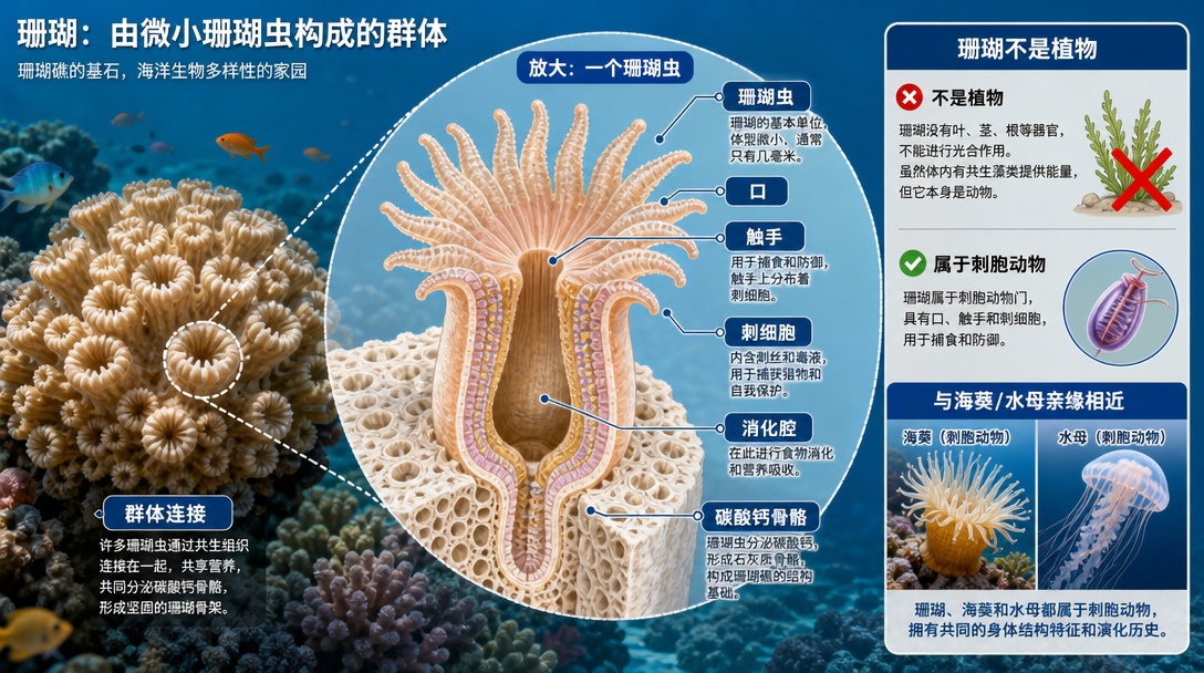 珊瑚虫动物结构图