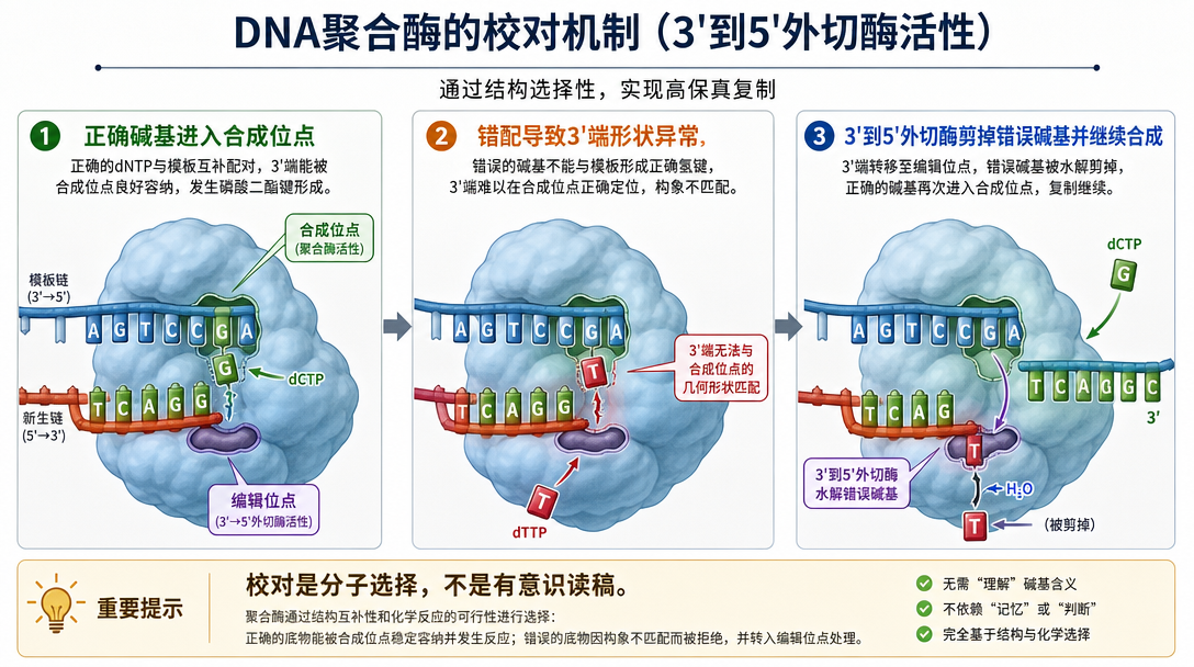 DNA聚合酶校对机制图
