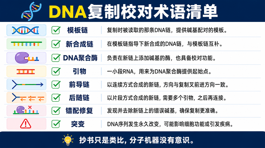 DNA复制术语清单图