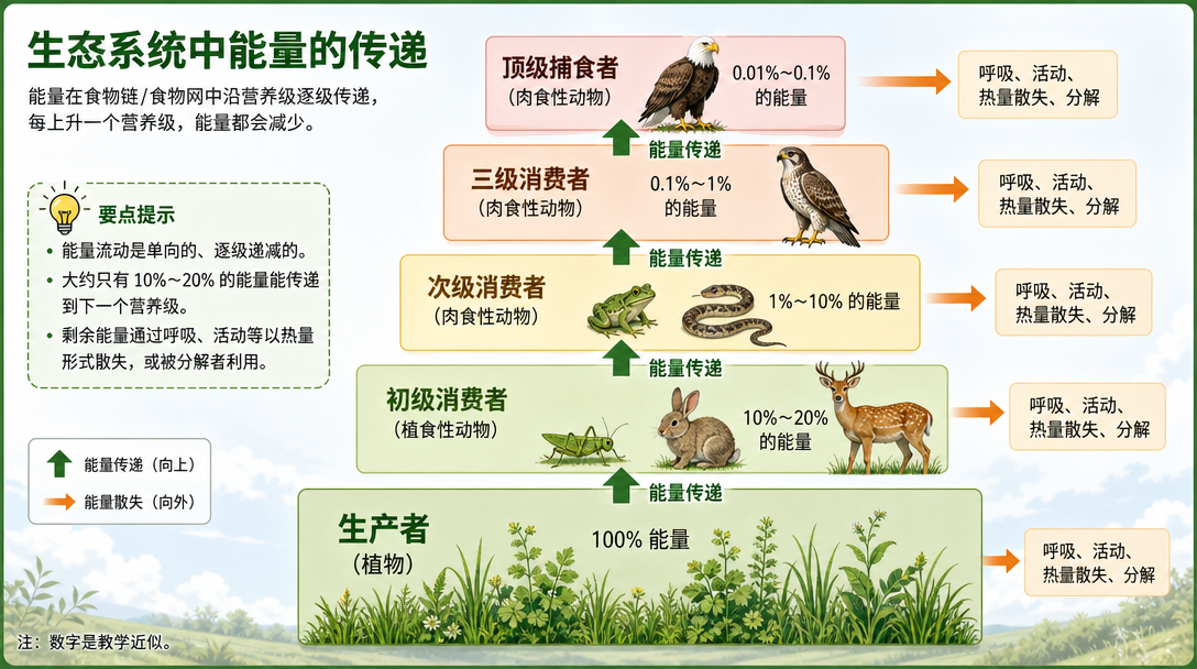 能量流动与营养级图