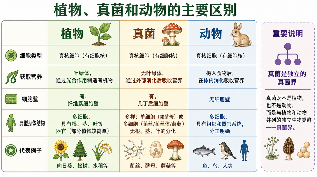 真菌分类对照图