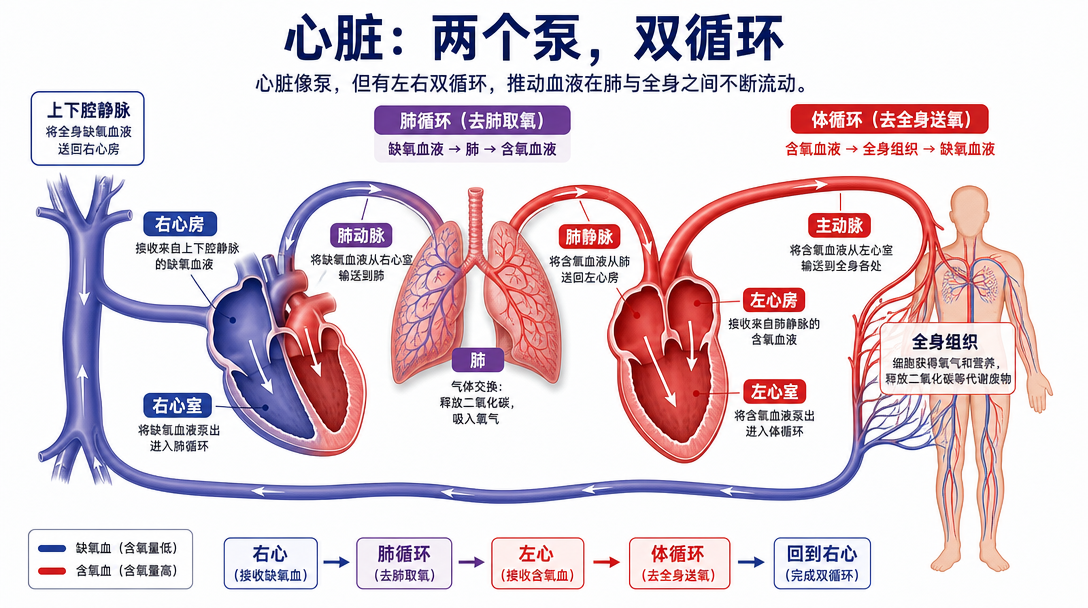 心脏双循环路线图
