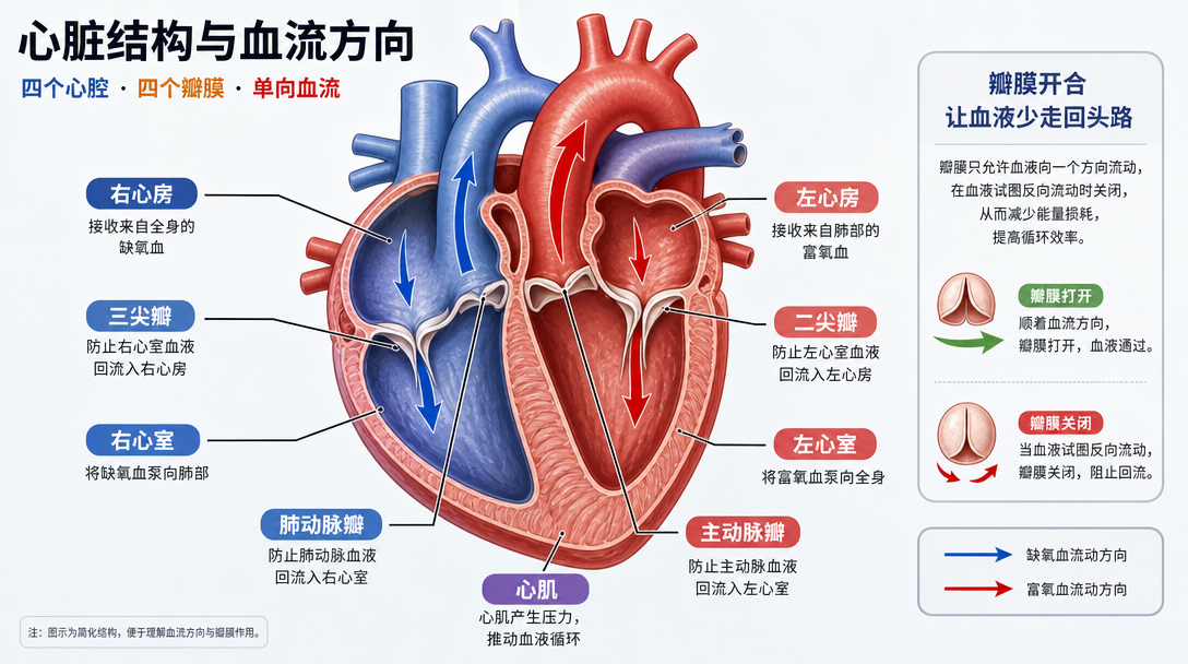 心脏结构和瓣膜图