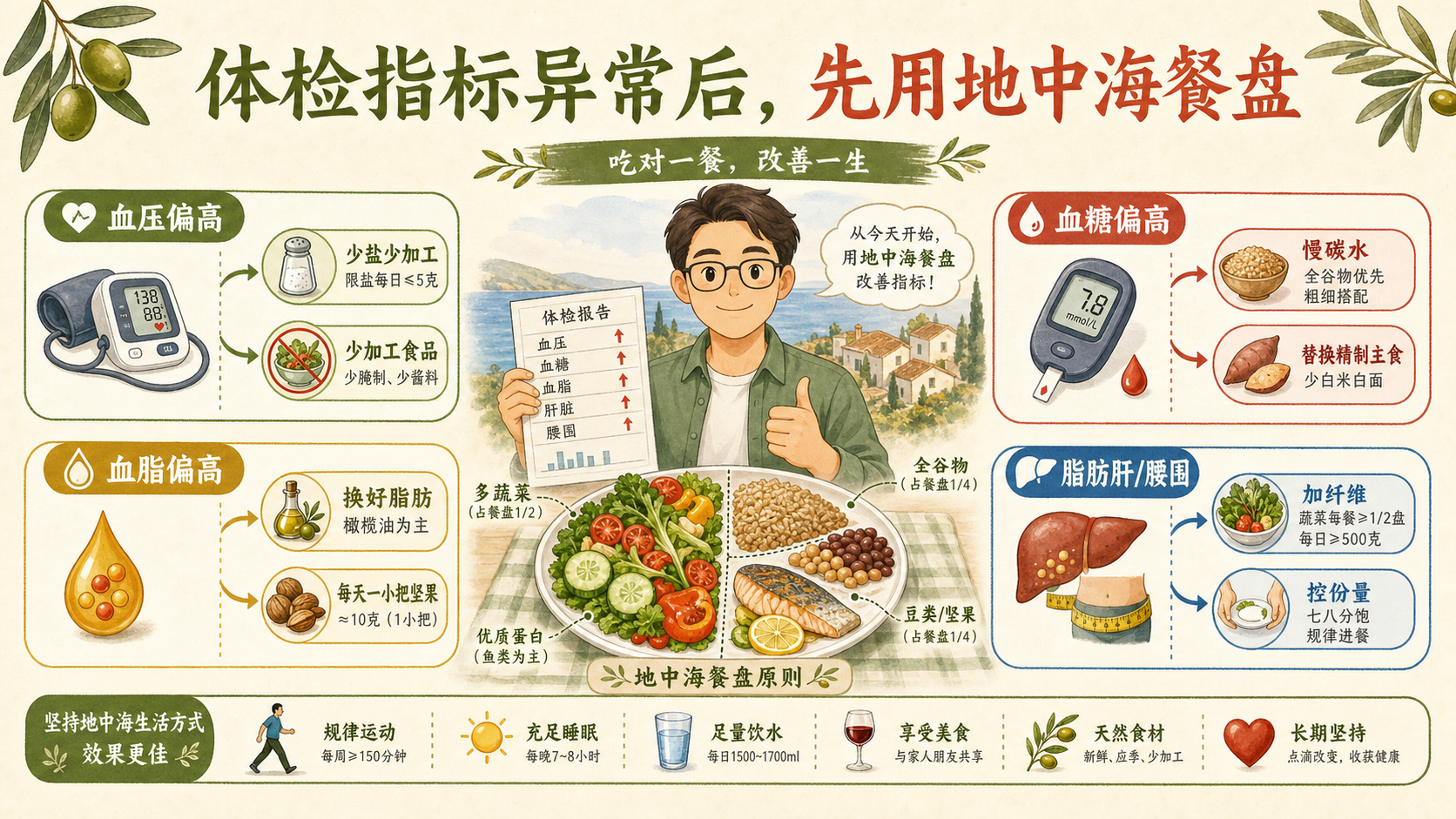 体检指标异常后的地中海式饮食搭配总览
