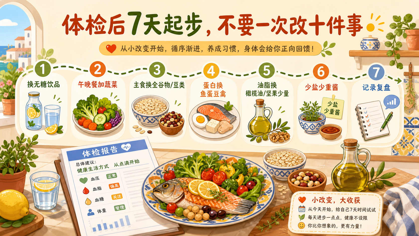 一周地中海式饮食搭配起步路线图