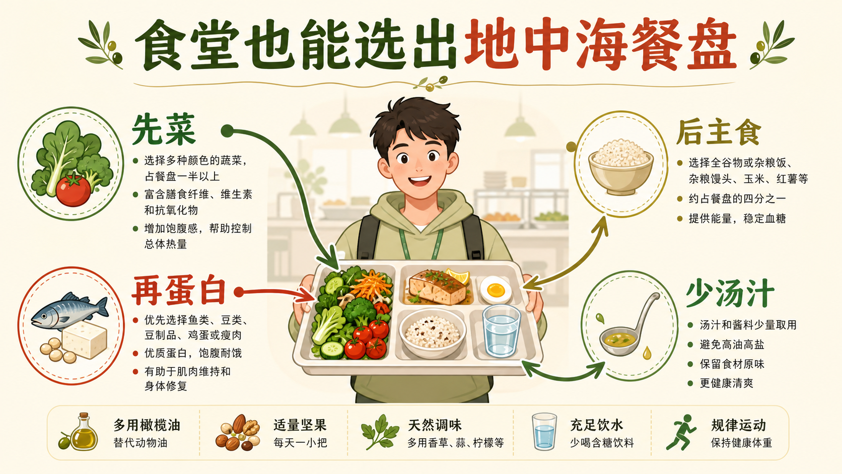 食堂地中海式饮食搭配总览图