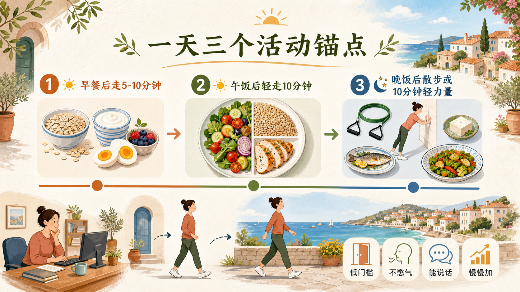久坐人群一天三个活动锚点