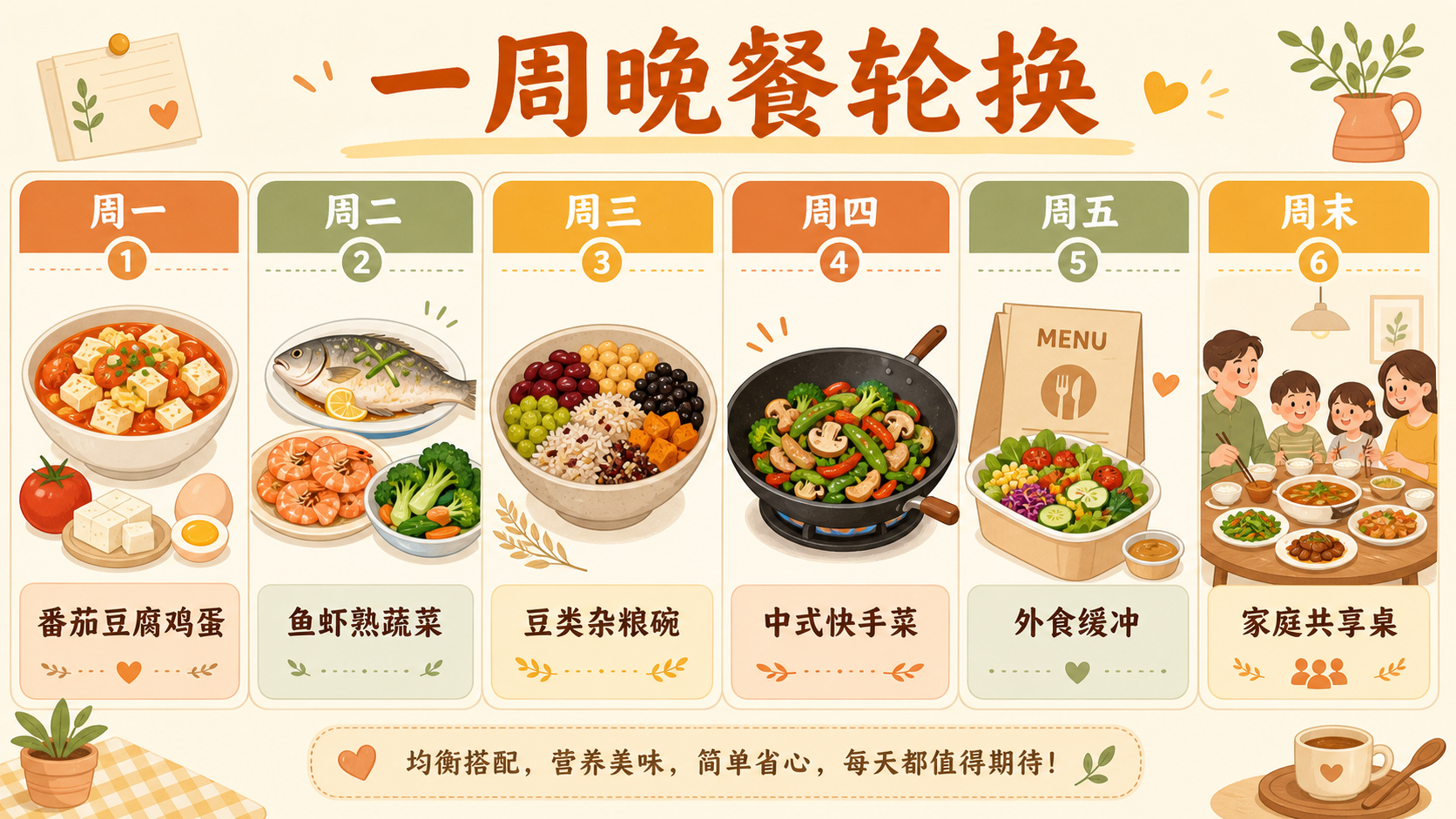 一周家庭晚餐轮换表