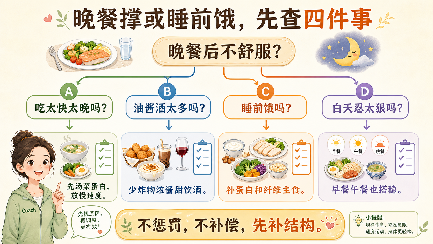 晚餐吃撑和睡前饥饿调整决策树