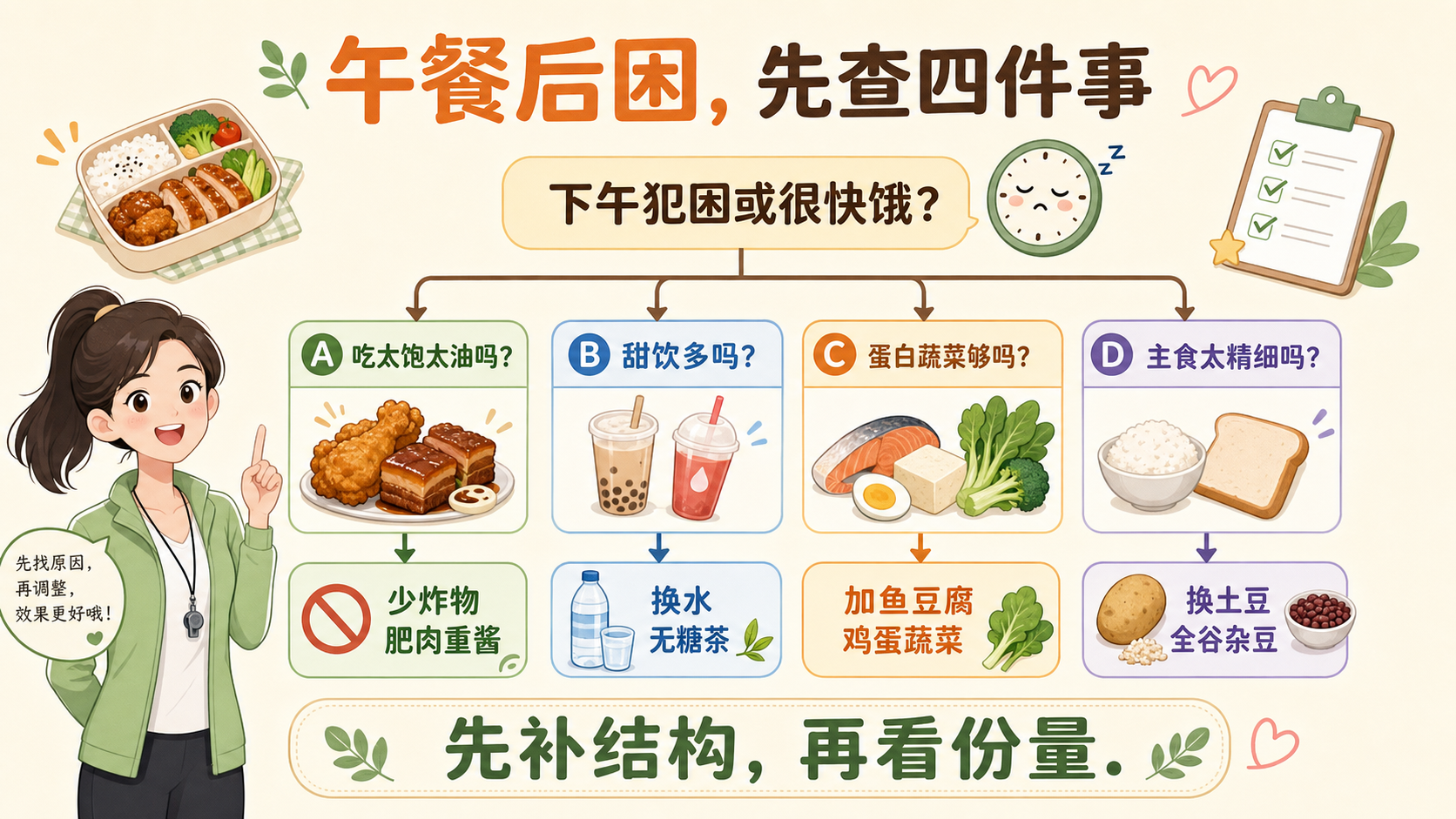 午餐后犯困和下午饿的调整决策树