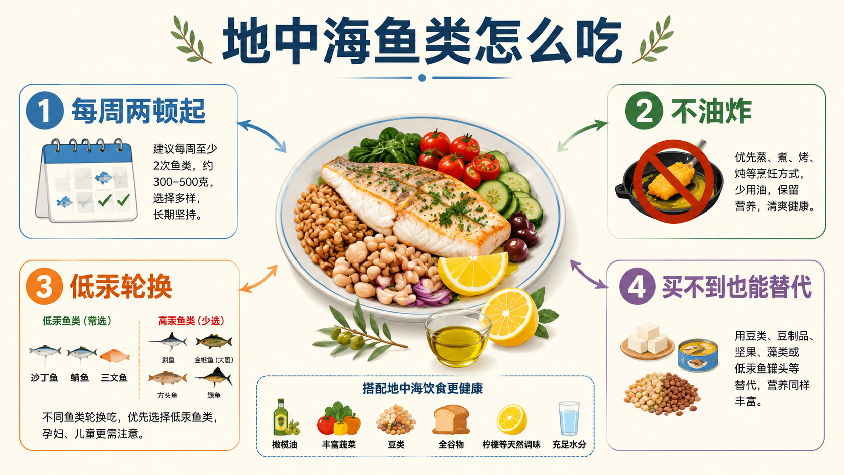 地中海鱼类饮食搭配总览图