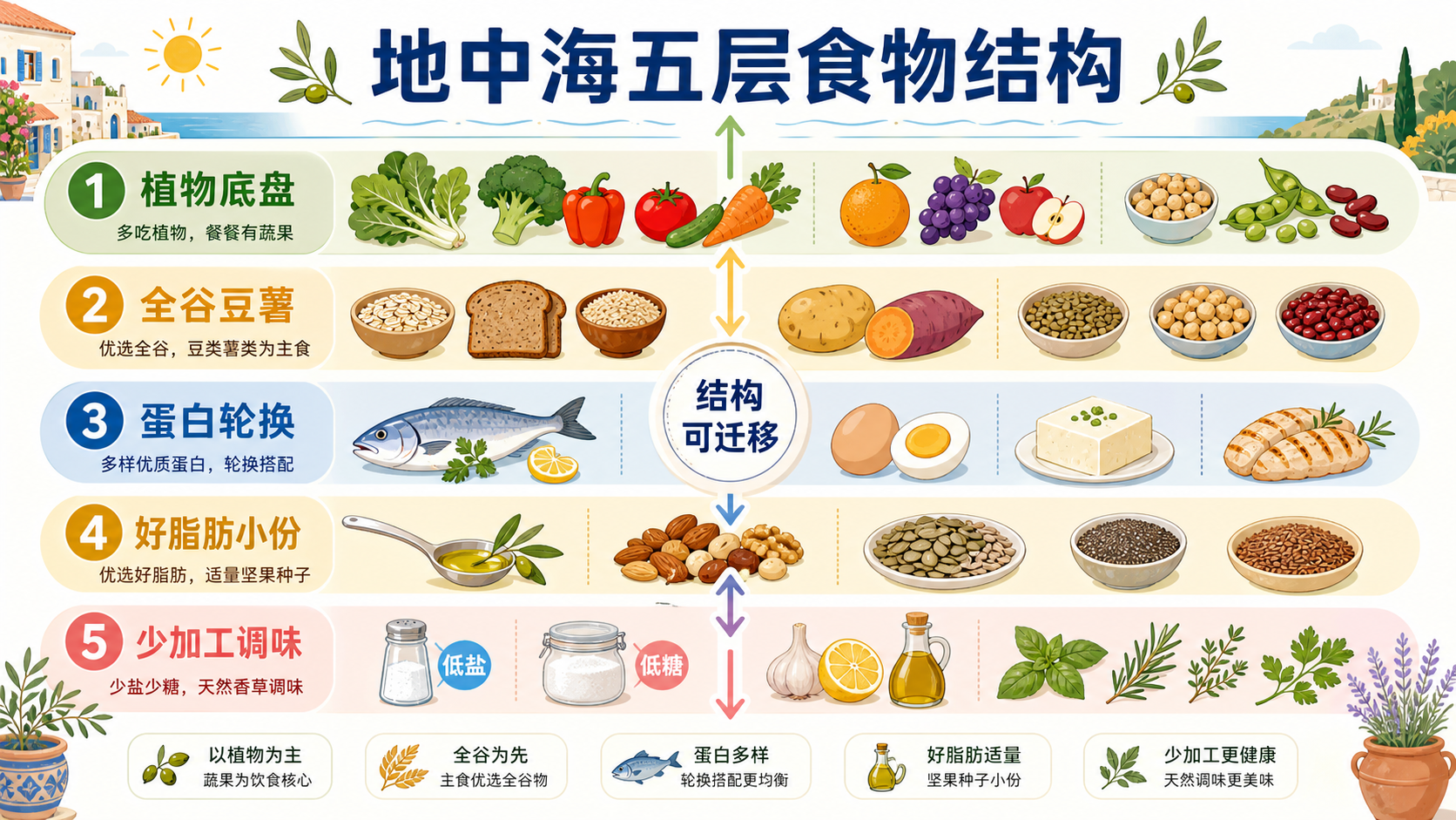 地中海五层食物结构