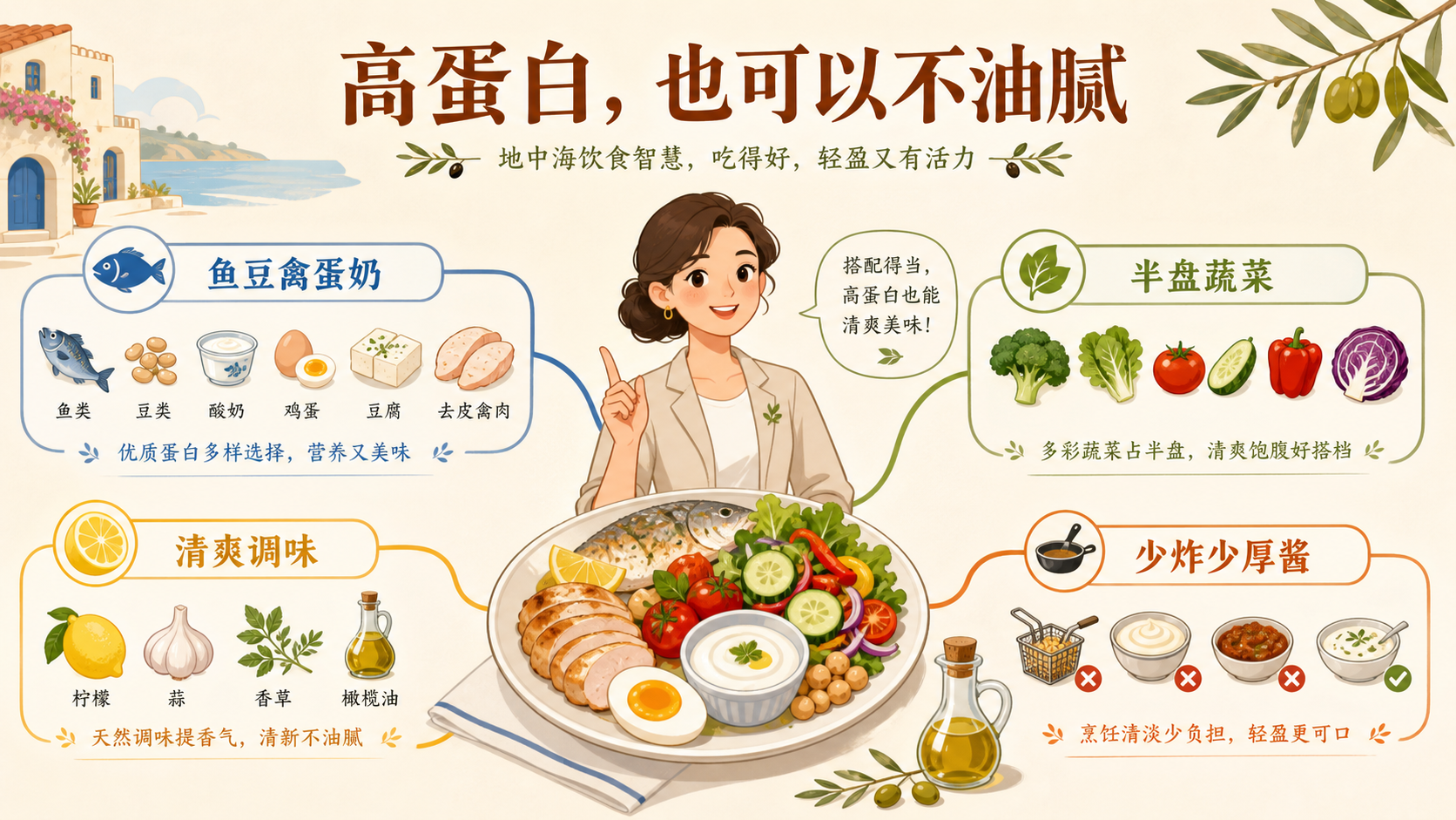地中海饮食怎么安排高蛋白又不油腻