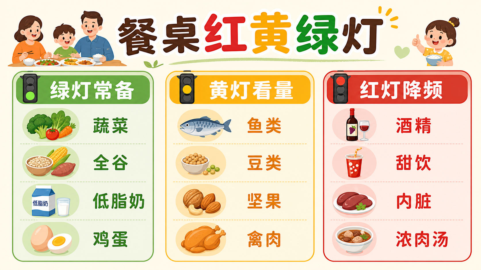 高尿酸家庭餐桌红黄绿灯