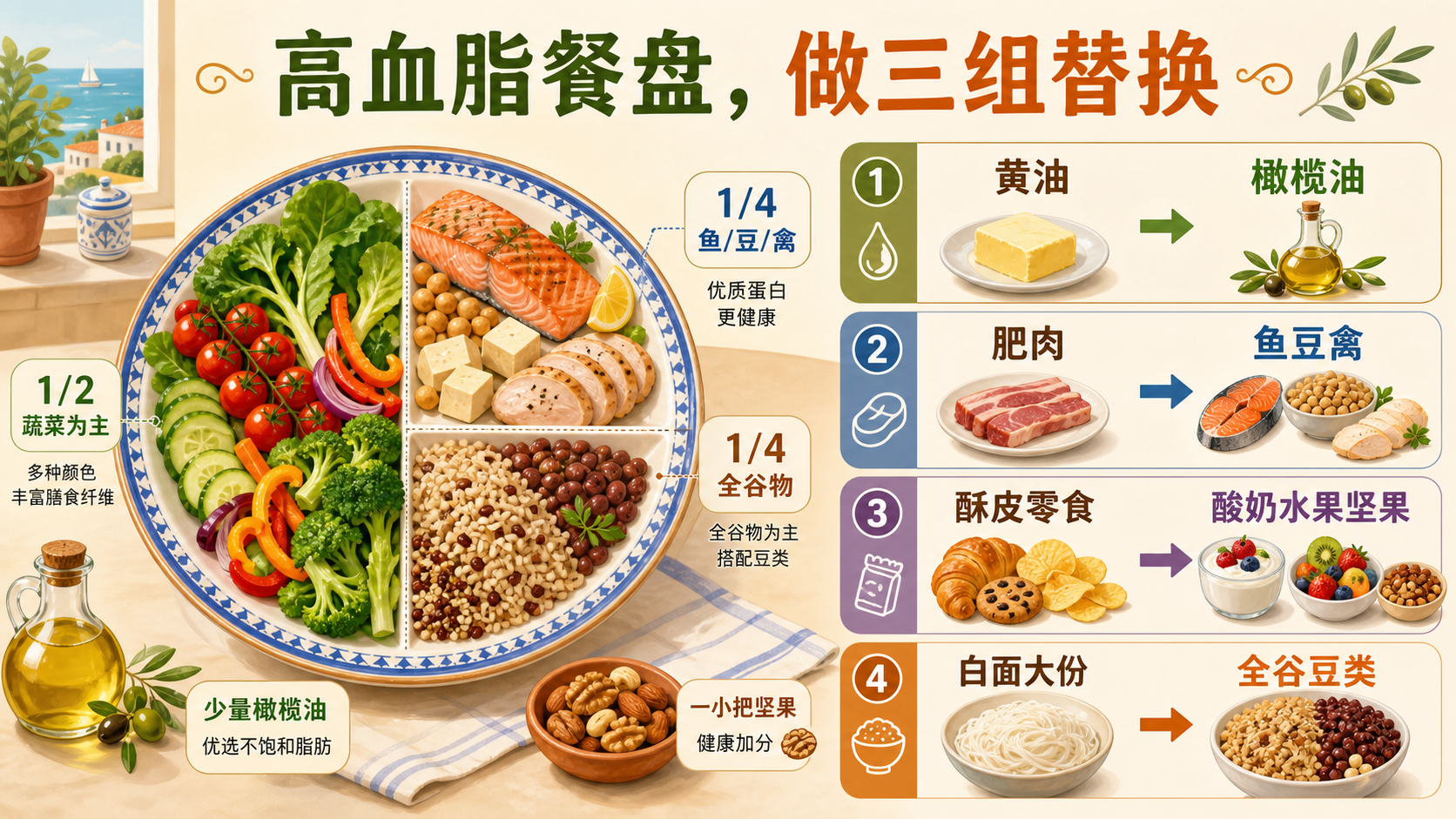 地中海控脂饮食搭配替换图
