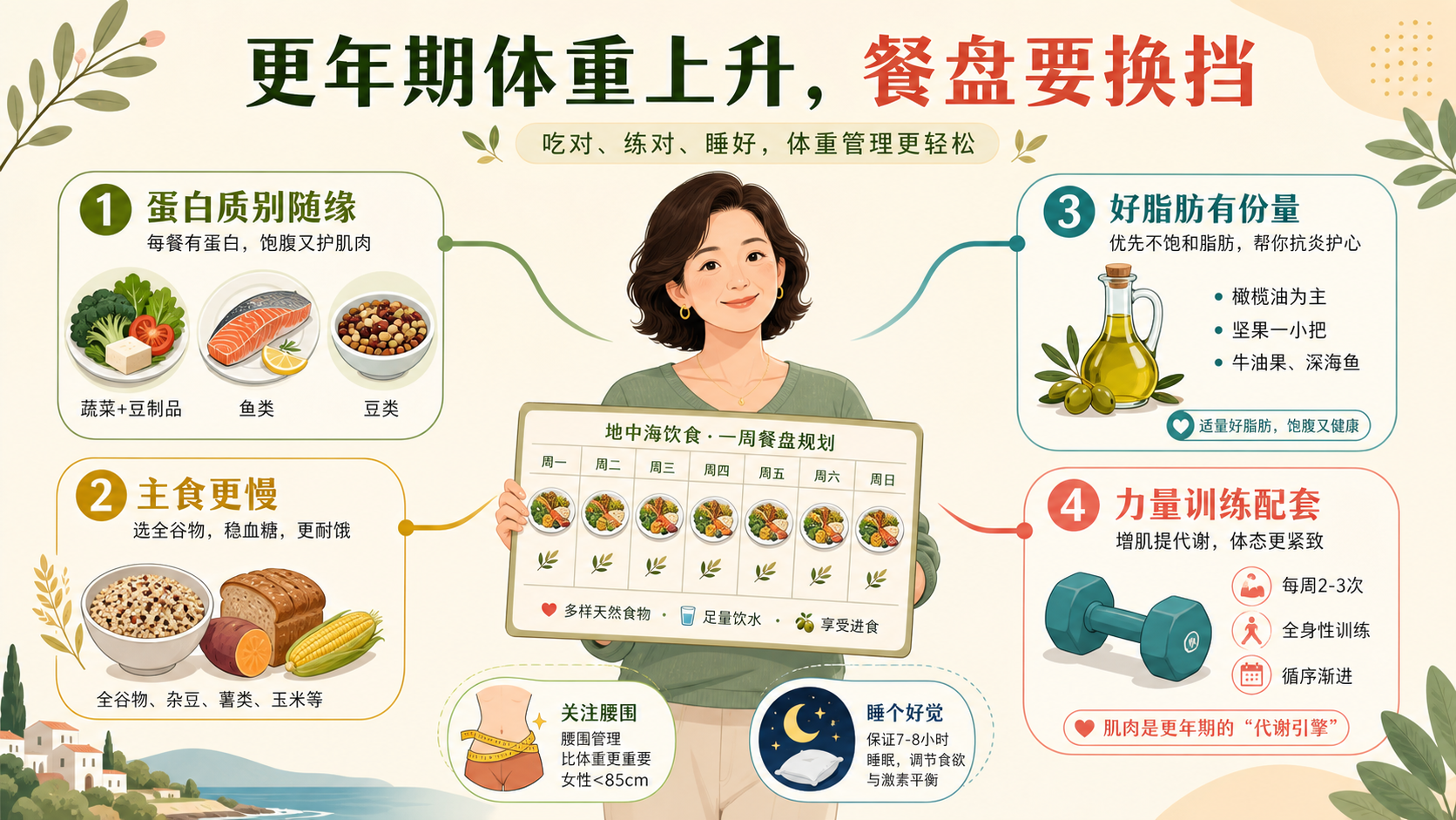 更年期体重上升的地中海式饮食搭配总览