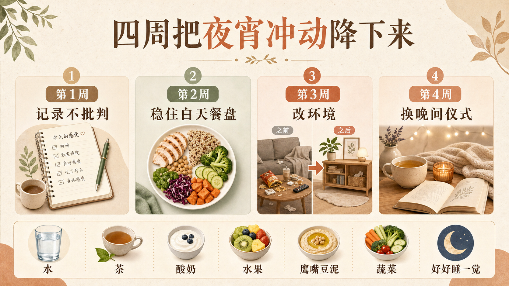 四周减少夜宵路线图
