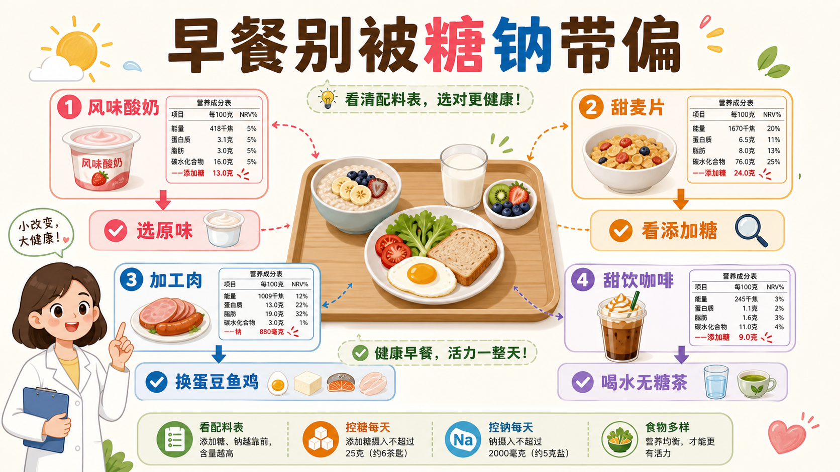 早餐糖钠避坑图