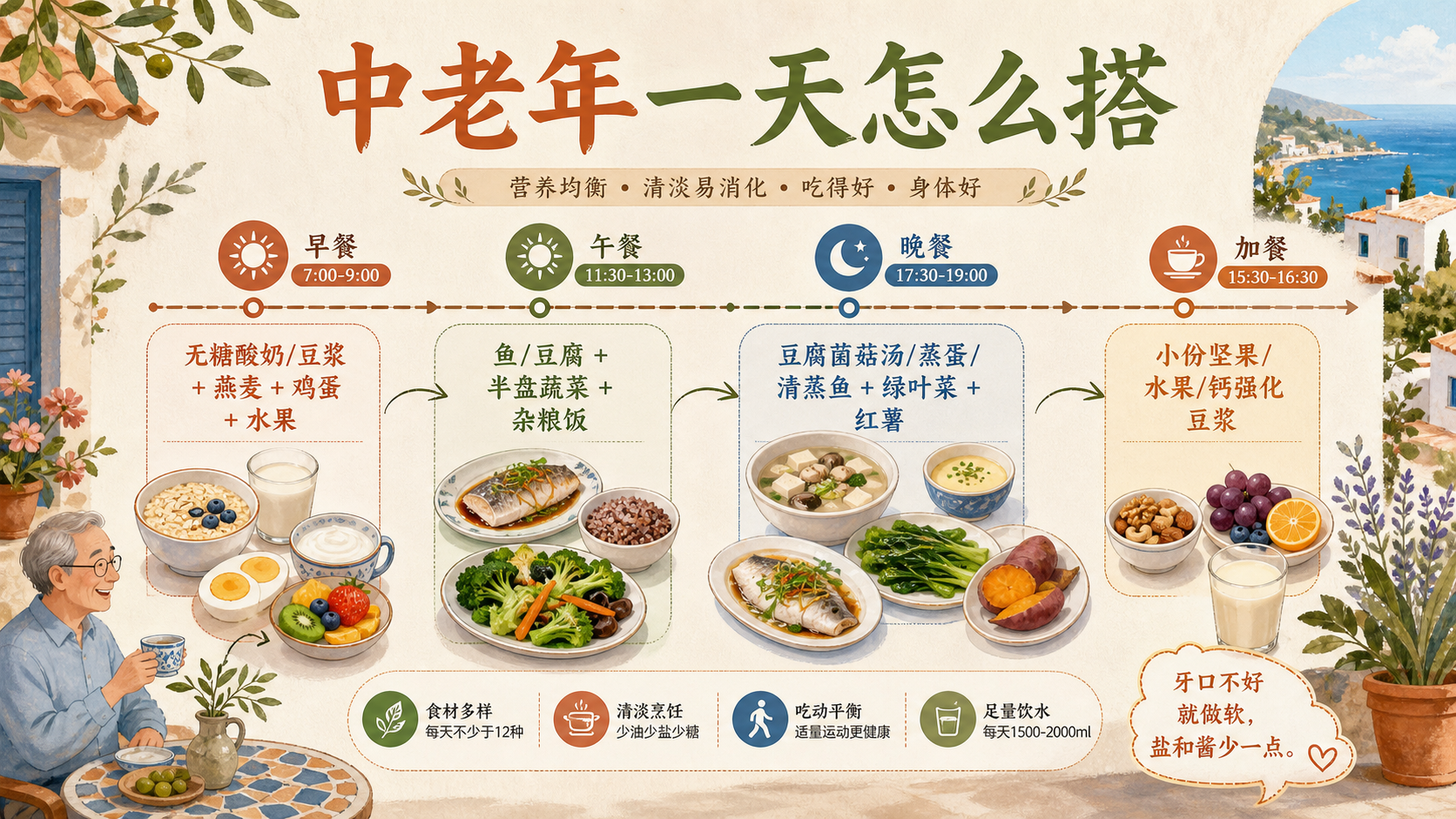 中老年一日饮食搭配模板