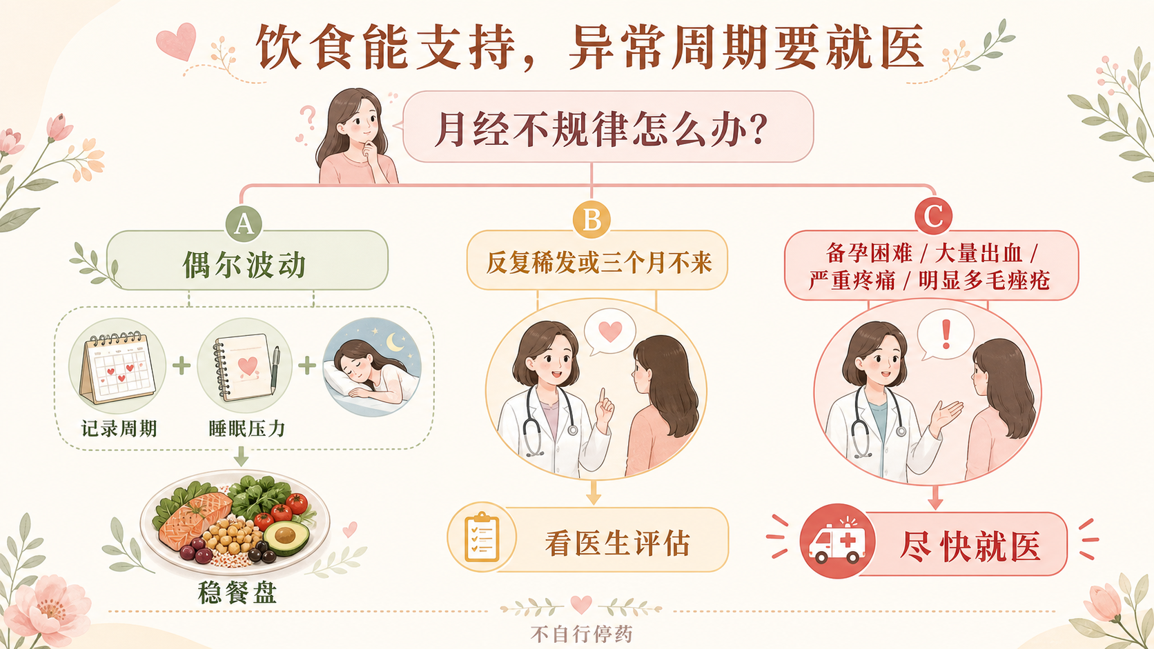 月经不规律饮食和就医边界决策树