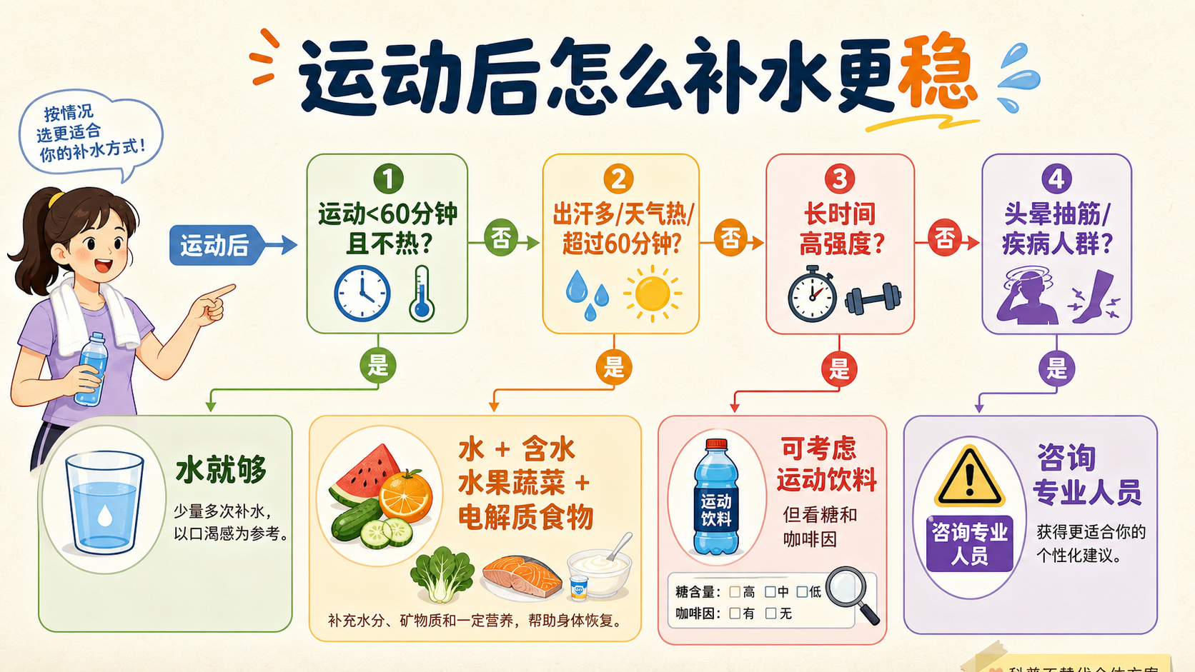 运动后补水决策树