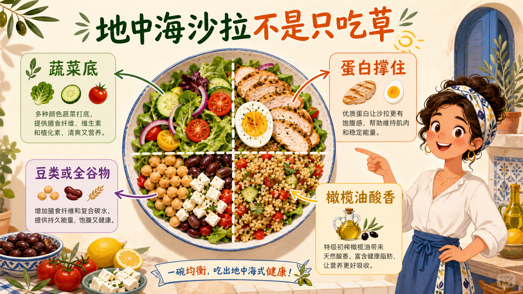 地中海沙拉完整饮食搭配总览图