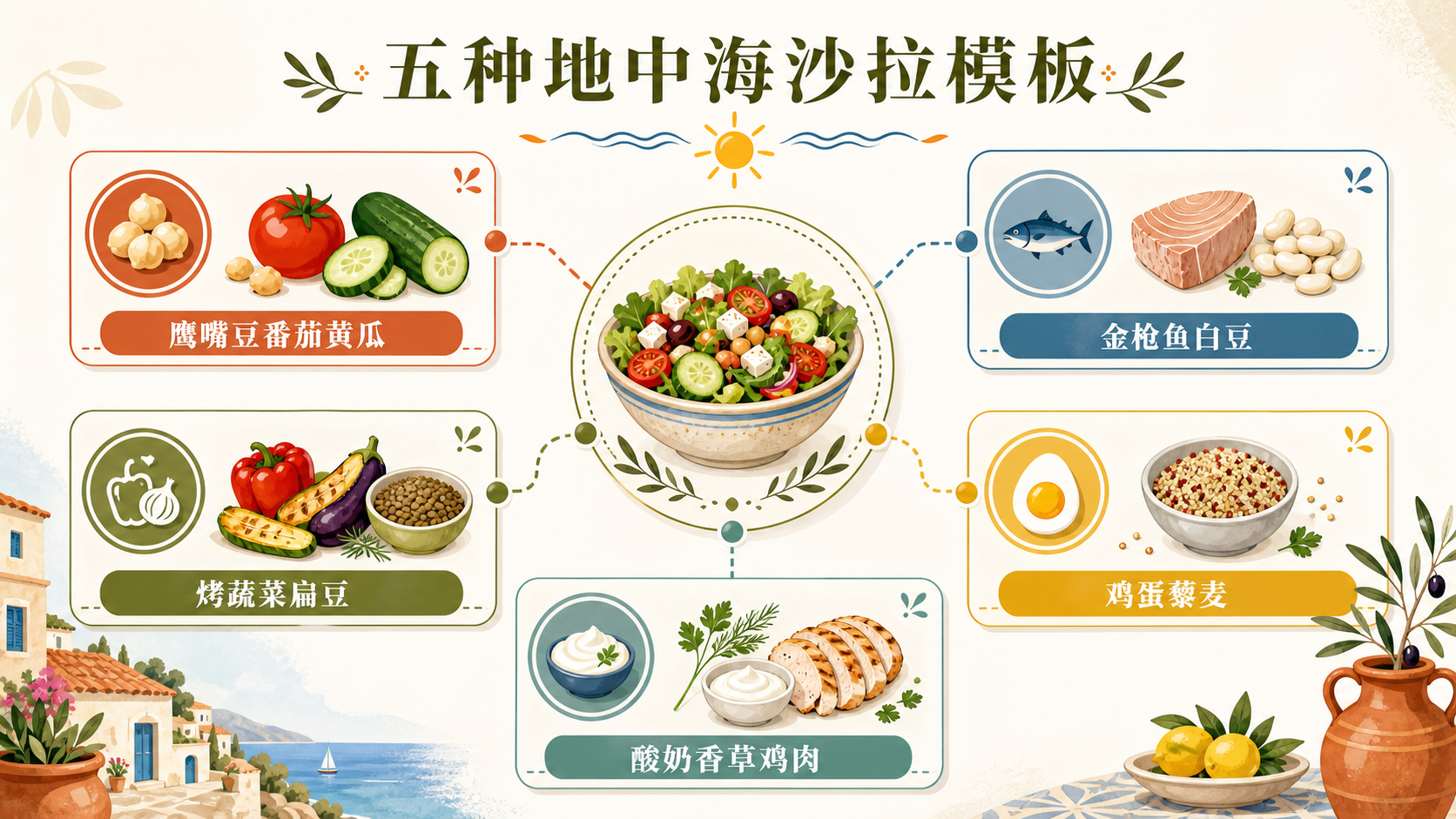 五种地中海沙拉模板图