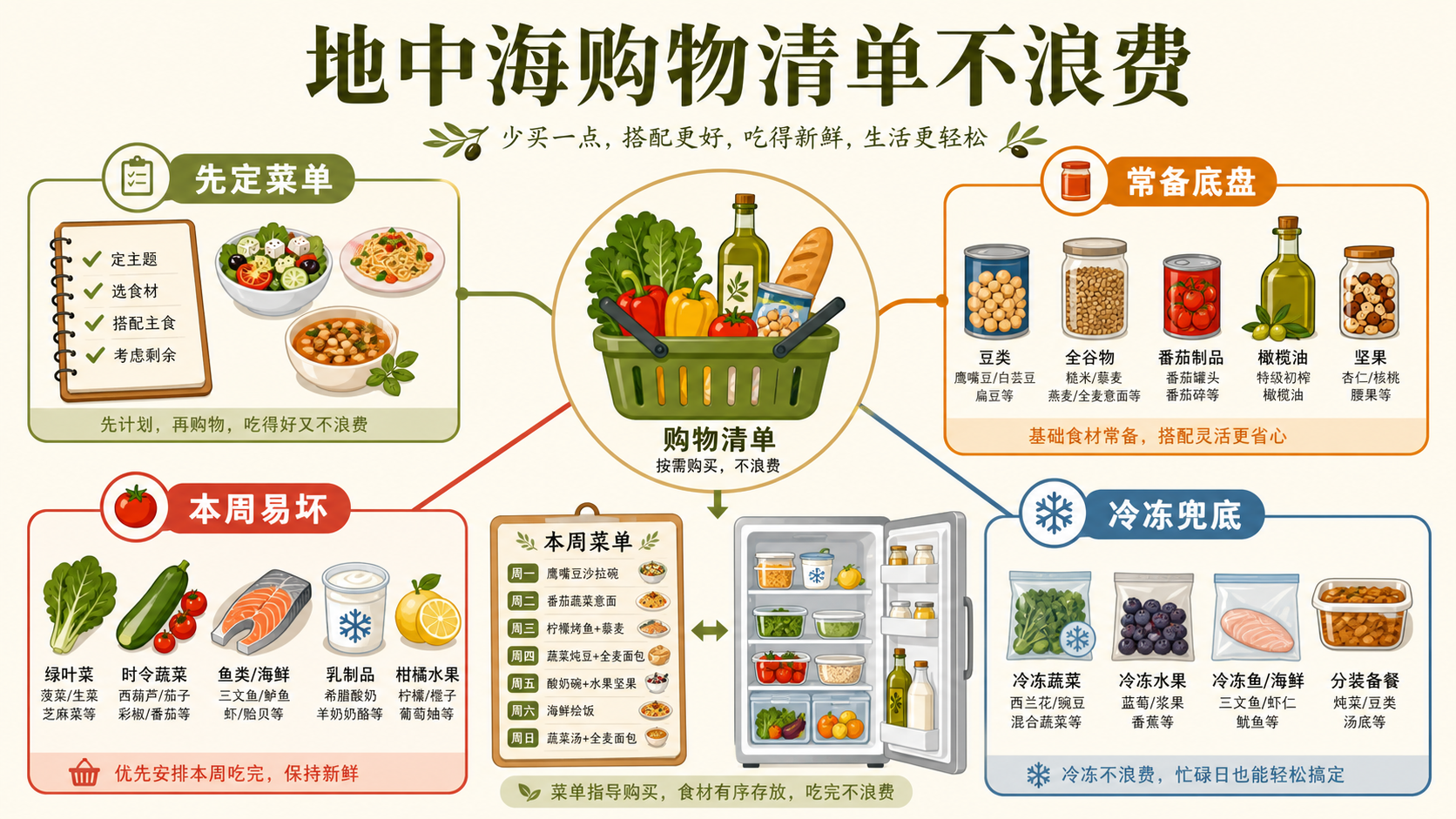 地中海不浪费购物清单总览图