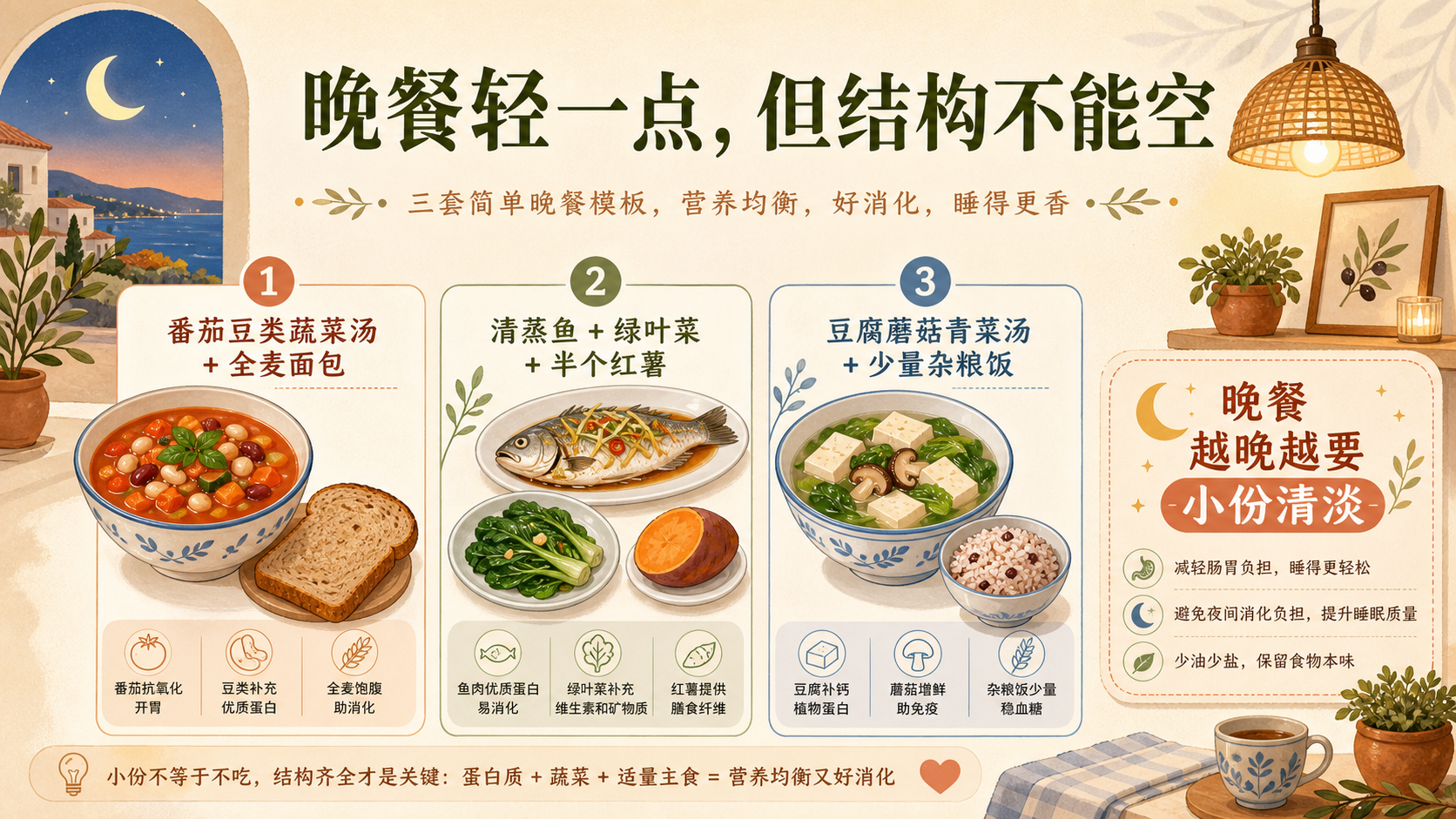 助眠不添乱晚餐模板图