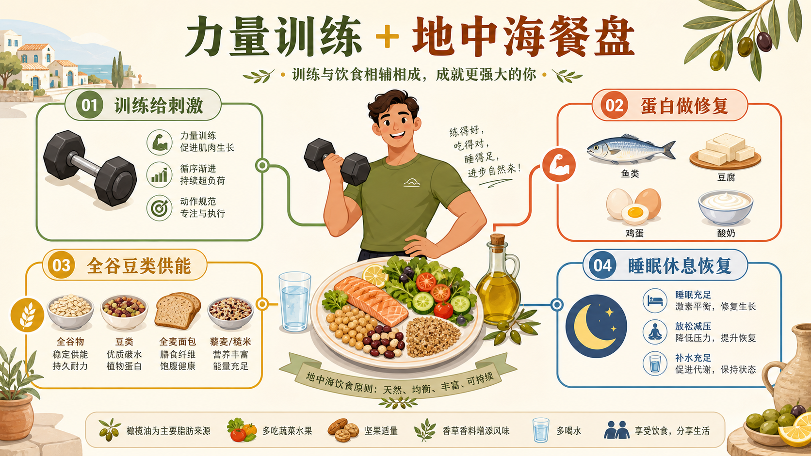 地中海饮食配合力量训练总览知识图