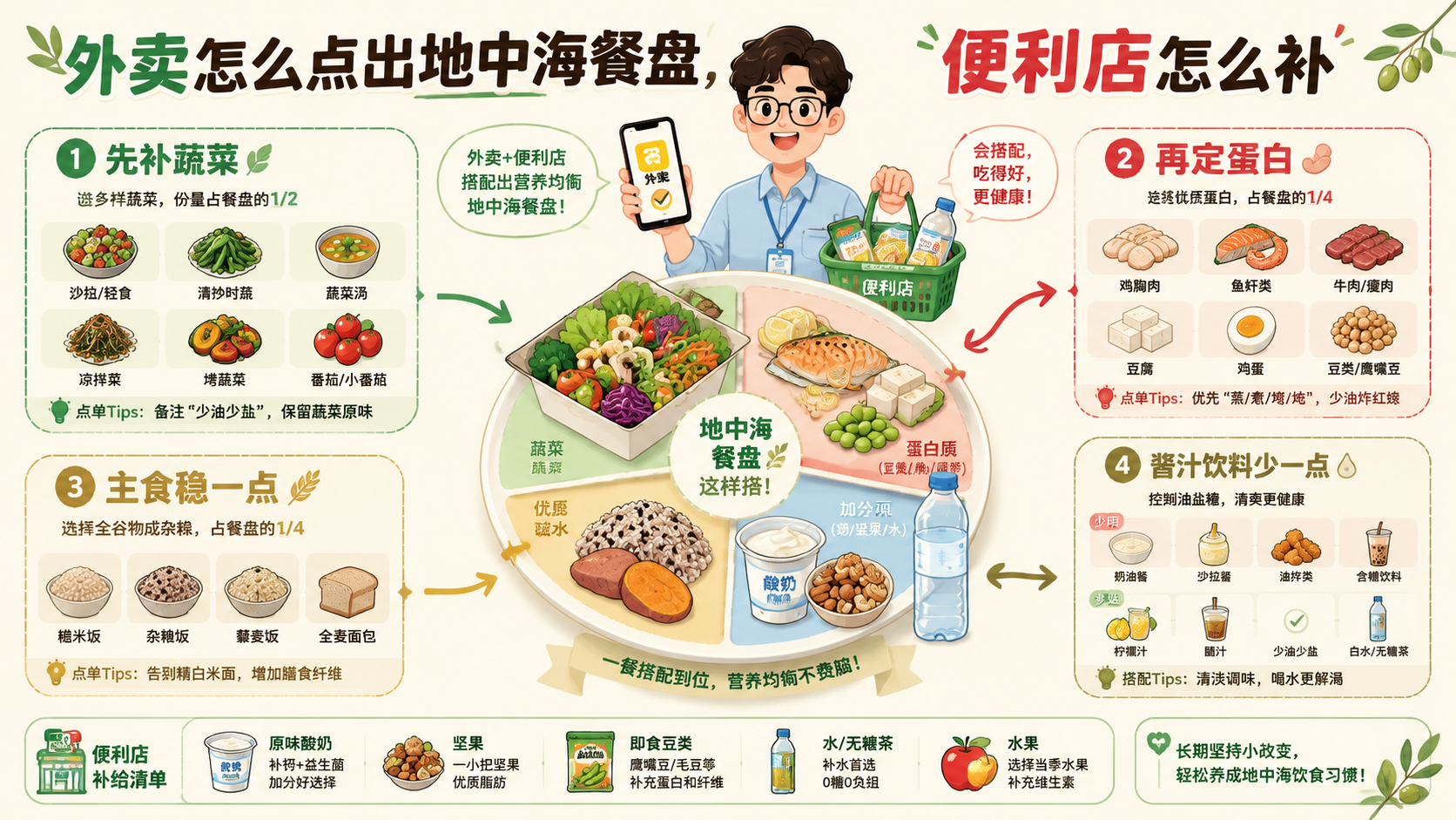 外卖怎么点出地中海式吃法，便利店怎么补
