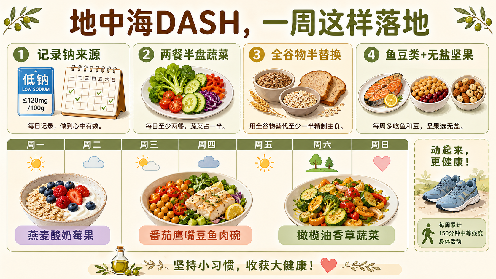 地中海DASH一周饮食搭配节奏图