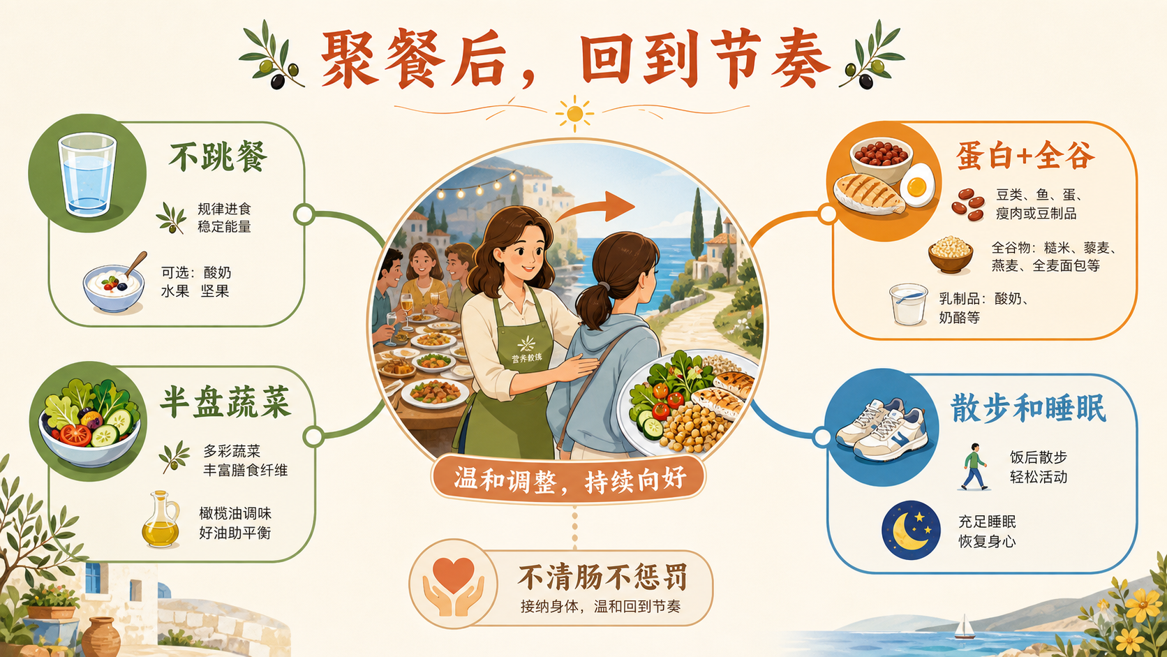 周末聚餐后地中海式饮食搭配回节奏总览知识图