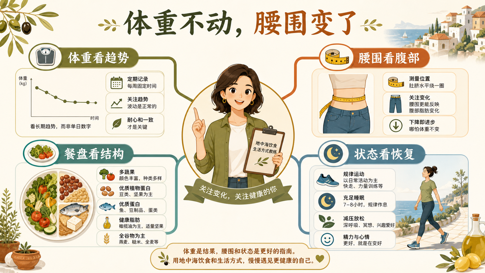体重不降但腰围变化的地中海观察总览图