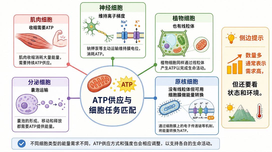 细胞能量需求分工图
