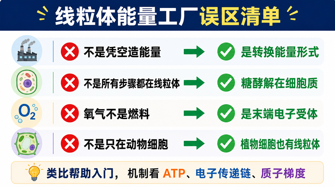线粒体能量工厂误区清单