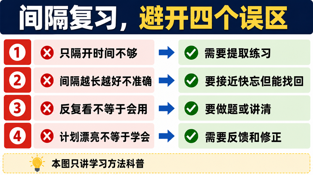 间隔复习误区清单图