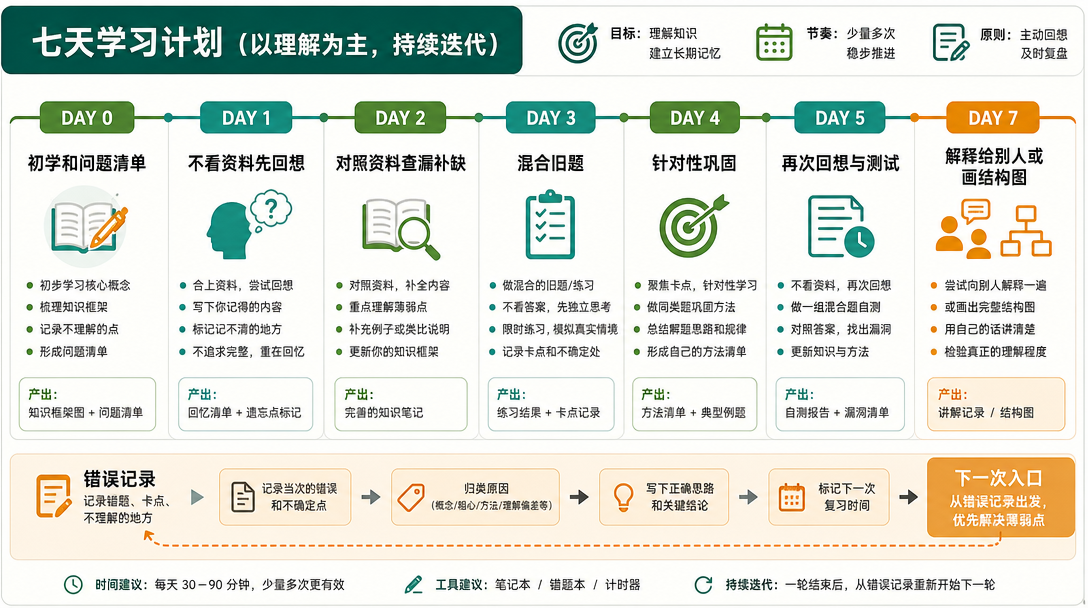 一周间隔复习计划图