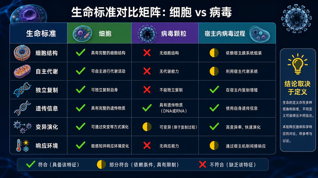 生命与非生命标准矩阵