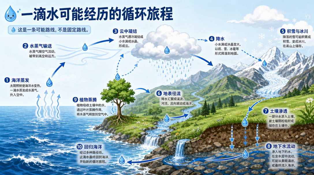 一滴水的循环旅程图